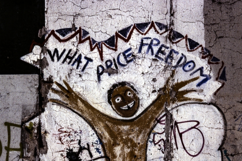 Graffito: "WHAT PRICE FREEDOM"